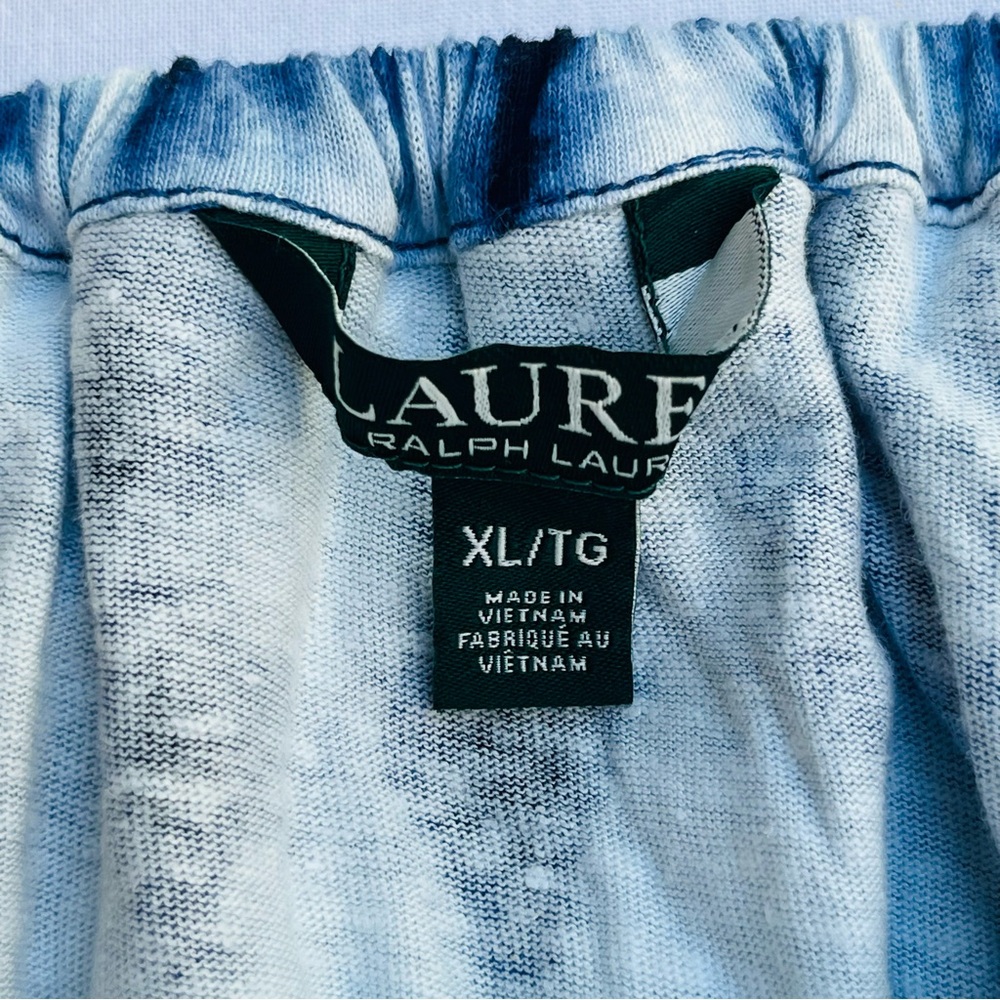 Lauren Ralph Lauren Womens Tie Dye Blue Off The Shoulder Blouse Coquette Top XL - Picture 2 of 8